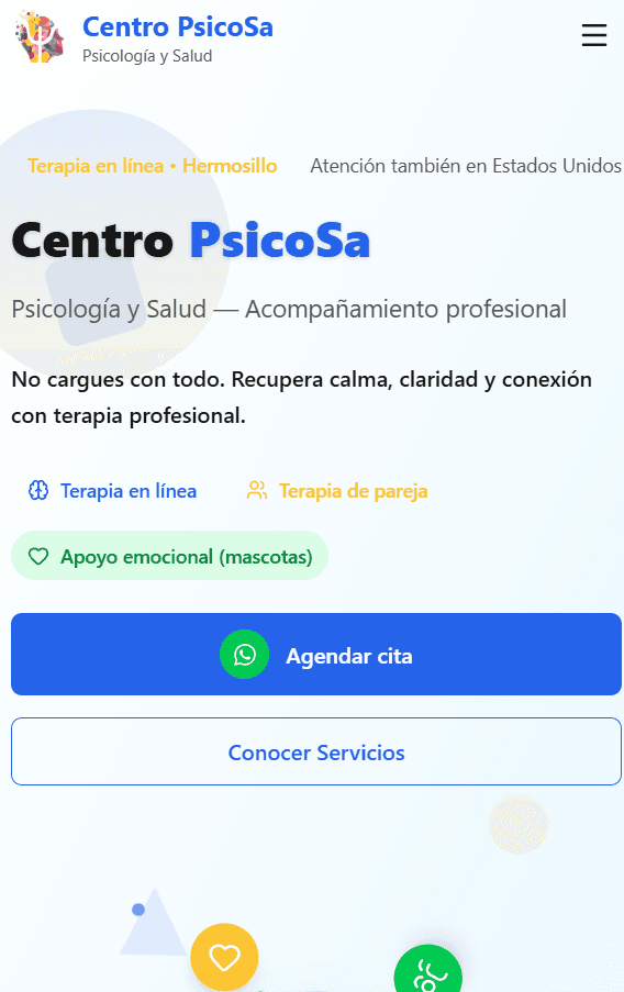 Preview movil de Centro Psicosa