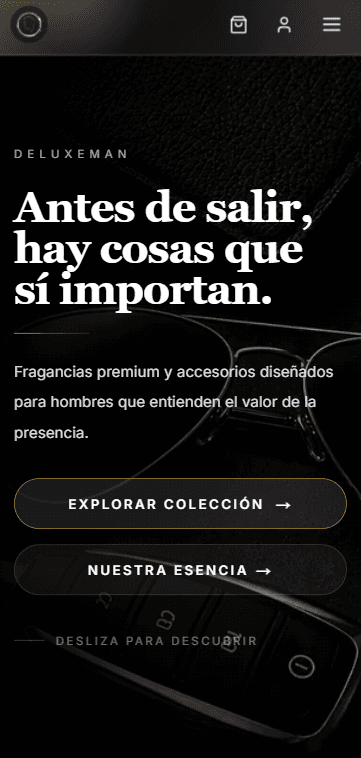 Website de Deluxe Man en celular